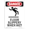 Signmission OSHA Danger Sign, Floor Slippery When Wet, 10in X 7in Decal, 7" W, 10" H, Portrait OS-DS-D-710-V-1261 - alternate 1